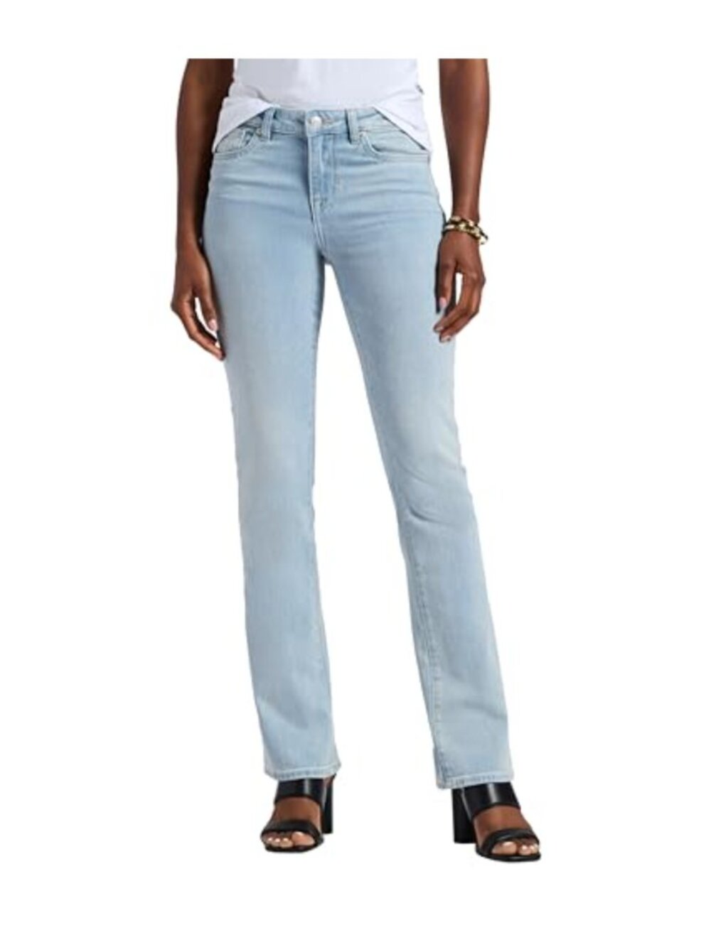Women's Mid-Rise Bootcut Jeans Regular Fit 5-Pocket Light Wash Denim